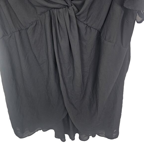Torrid Top Sheer Top Twist Front Top Hi Low Top Short Sleeve Blouse 3X Black - Picture 2 of 9